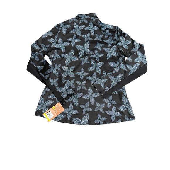 NWT Ben Hogan Medium Women Floral Print Long Sleeve 1/4 Zip Blade Collar Polo - Picture 3 of 7